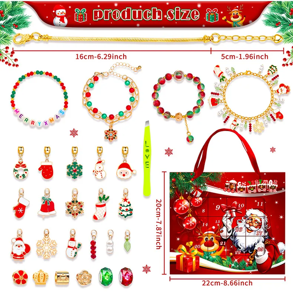 🎄 Calendrier de l’Avent Noël 2025 – 28 Bijoux à Créer : Bracelets & Breloques de Noël