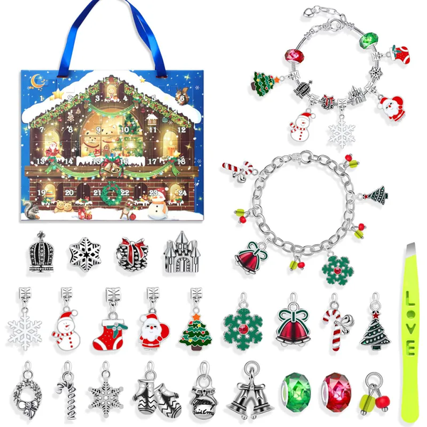 🎄 Calendrier de l’Avent Noël 2025 – 28 Bijoux à Créer : Bracelets & Breloques de Noël Argenté
