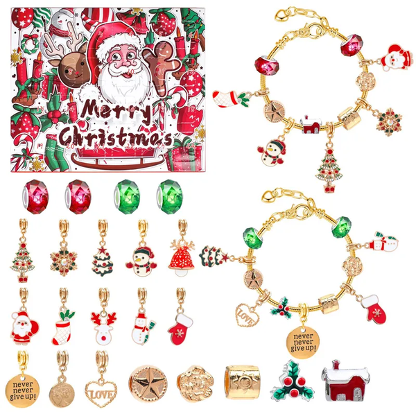 🎄 Calendrier de l’Avent Noël 2025 – 28 Bijoux à Créer : Bracelets & Breloques style cloche de Noël