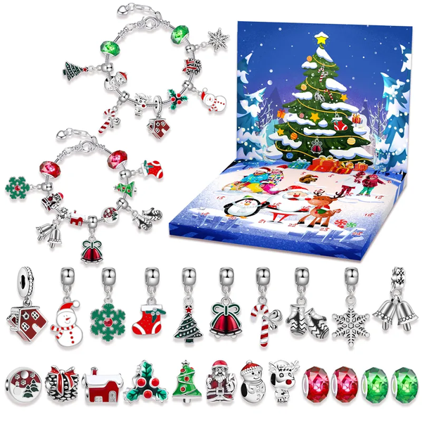🎄 Calendrier de l’Avent Noël 2025 – 28 Bijoux à Créer : Bracelets & Breloques de Noël Argenté