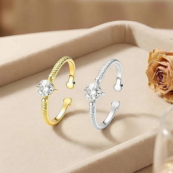 Anneau Ouvert Rond – Acier Inox 304 Plaqué Or Véritable 18K PVD Strass CNC
