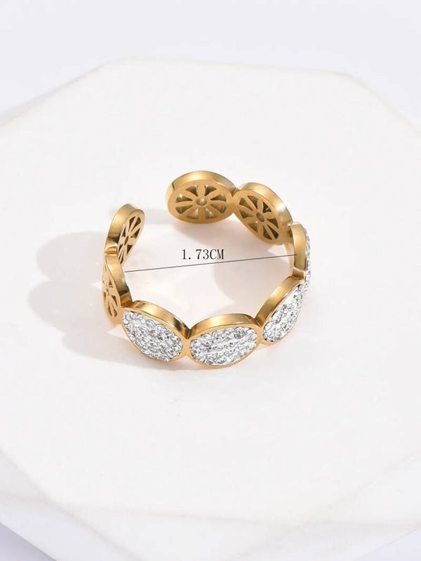 Bague Dorée Cristaux Élina Ajustable acier inoxydable 304