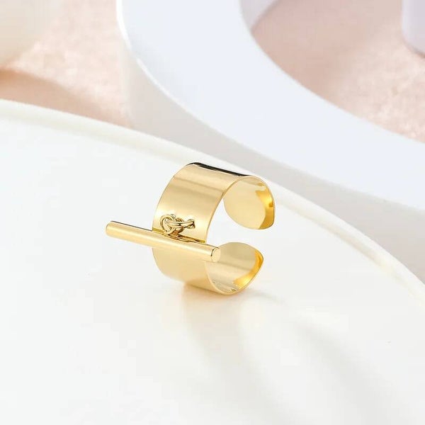 Bague Atelier Manchette Toggle Dorée – Barre Pendante Ajustable en Acier Inoxydable 304 Moderne