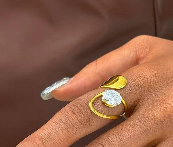 Bague Aura Zircon Dorée Femme - Ajustable Acier Inoxydable 304  Hypoallergénique