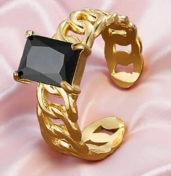 Bague Chainlink Noir – Acier Inoxydable 304 Doré