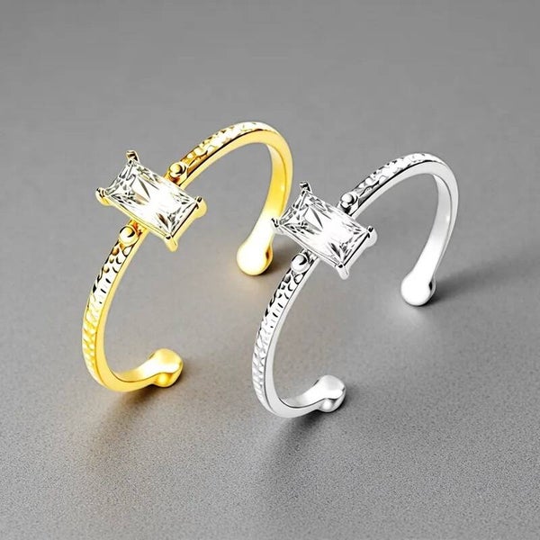 Anneau Ouvert Rond Unisexe – Acier Inoxydable 304 Plaqué Or 18K PVD Strass CNC