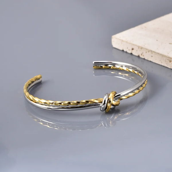 Bracelet Nexus Jonc Nœud Torsadé Or Argent – Acier Inoxydable 304 Union Waterproof Femme