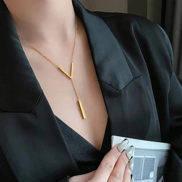 Collier Lettre Y Doré Personnalisé  Acier Titane Minimaliste – Bijou Femme Tendance