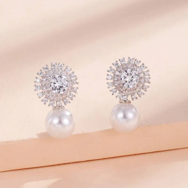 Boucles d’Oreilles Flocon de Neige Perle & Zircons  Argent 925 VanBijoux