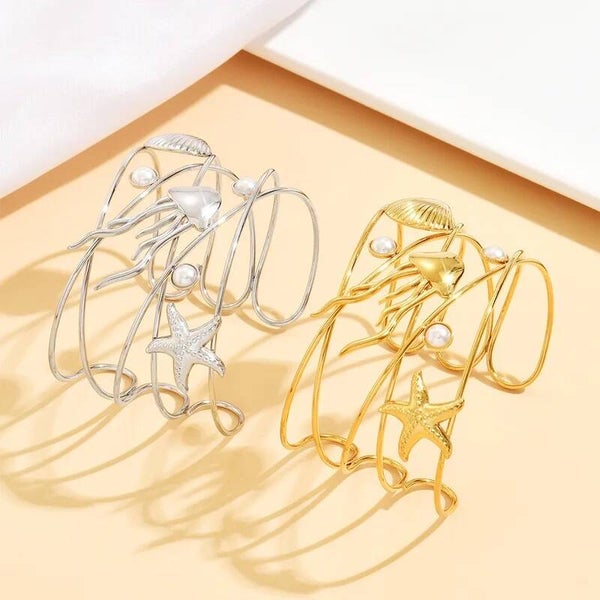 Bracelet Étoile de Mer Doré  Acier Inox 304 Charms Marin Tendance