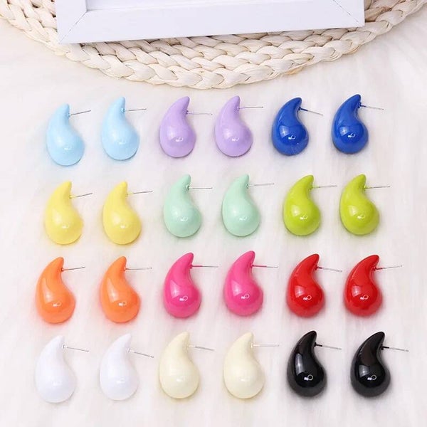 Boucles d’Oreilles Gouttes d’Eau Pop – Acrylique Transparent Coloré