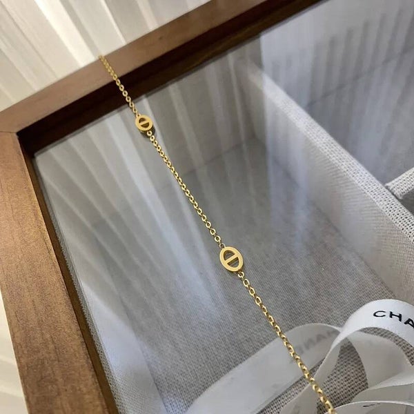 Collier Classica Maille Nez de Cochon Doré Acier au Titane Unisexe Vanbijoux