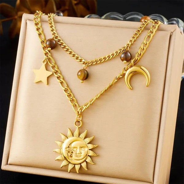 Collier Double Chaîne – Acier Inoxydable 304 Femme