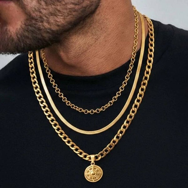Collier Homme Rond Chaîne Serpent – Acier Inoxydable 304 Doré - Argenté
