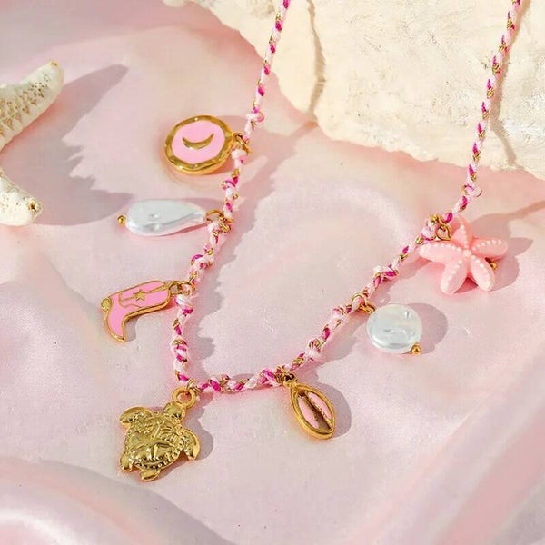 Collier Multi-Breloques Plage acier inoxydable 304– L’Été Au Creux De Votre Cou