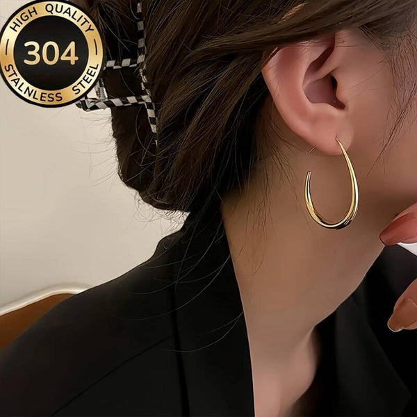 Boucles d’Oreilles Créoles Élégantes – Acier Inoxydable 304 Doré 3 x 4 cm