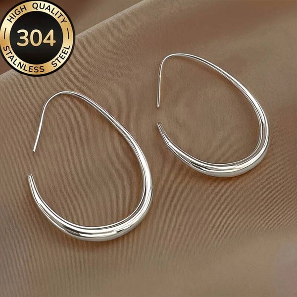 Boucles d’Oreilles Créoles Lisses Tube – Acier Inoxydable 304 Argenté