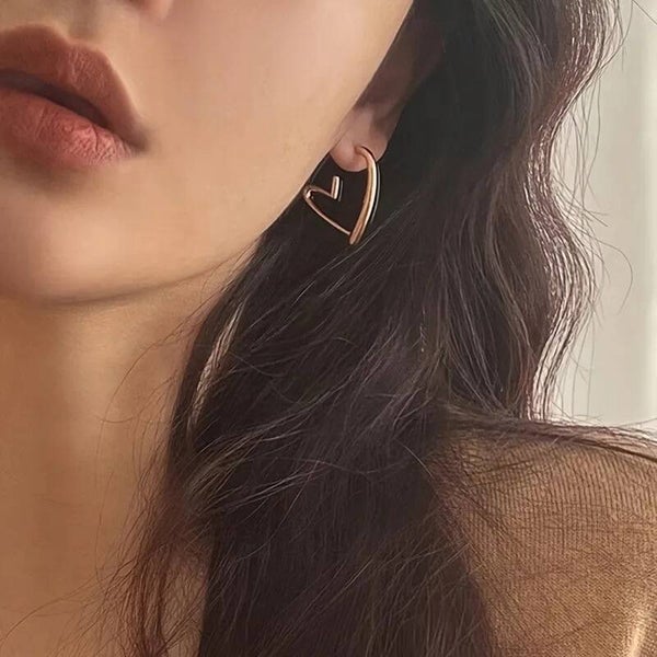 Boucles d’Oreilles Créoles Cœur – Acier Inoxydable Doré 2,3 cm