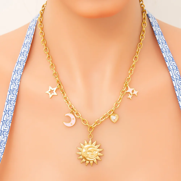 Collier Breloques Gaïa estivales | acier inoxydable doré | vanbijoux