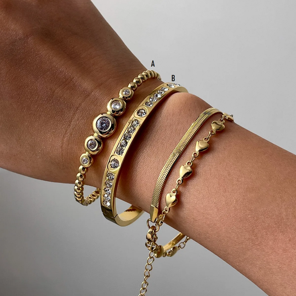 Bracelet Rond Minimaliste avec Zircon – Acier Inoxydable Doré ou Argenté