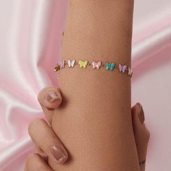 Bracelet Multi-Papillons Nacrés – Acier Inoxydable Doré