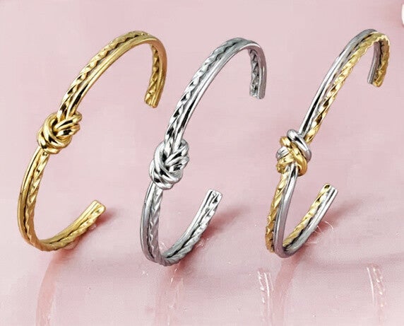 Bracelet Jonc Nœud Noué | Couleur Unie | Acier Inoxydable Élégance intemporelle & style minimaliste | vanbijoux