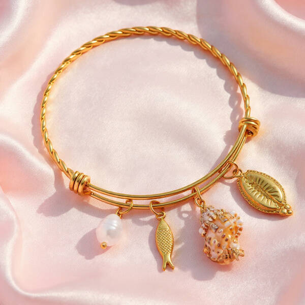 Bracelet Doré "Conque Romantique" | Style Marin & Élégance Géométrique | vanbijoux