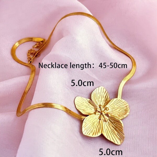 Collier chaîne de serpent pendentif 🌸| acier inoxydable doré | vanbijoux
