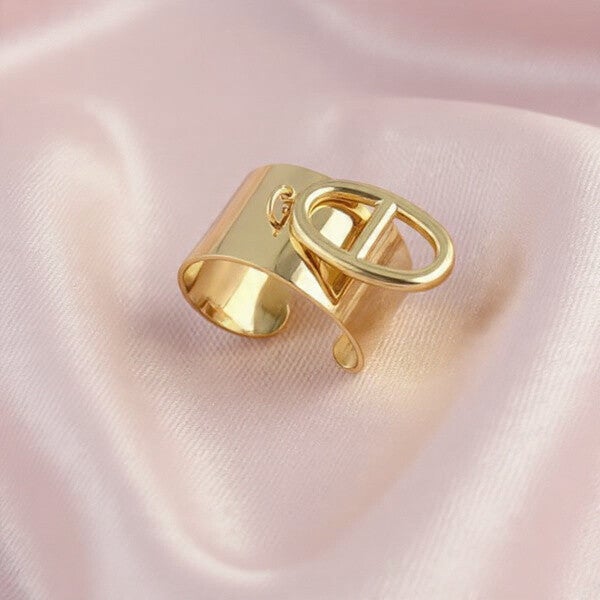Bague Large Ajustable Dorée – Pampille Ovale Moderne