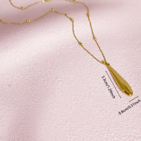 Collier Doré en Acier Inoxydable – Pendentif Forme Goutte Élégant