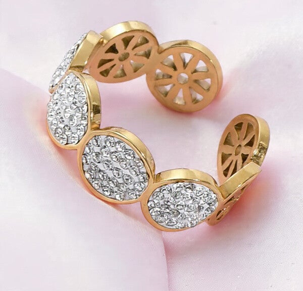 Bague Dorée & Cristaux | Modèle Élina | acier inoxydable 304 doré | vanbijoux