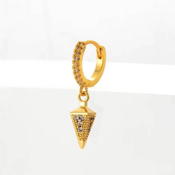 Piercing Hélix Cône Doré – Acier Inox Pierre Zircon