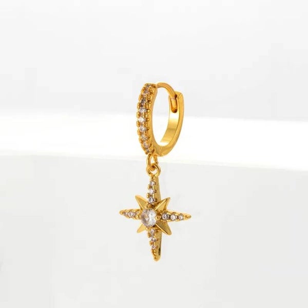 Piercing Cartilage Étoile – Acier Inox Doré Zircons Unité