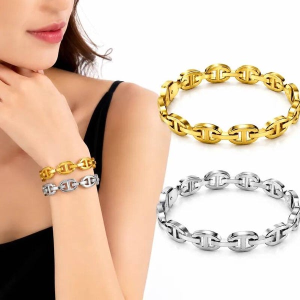 ANCRE - Bracelet Maille Marine Acier Inoxydable Doré et Argenté - Ne Ternit Pas