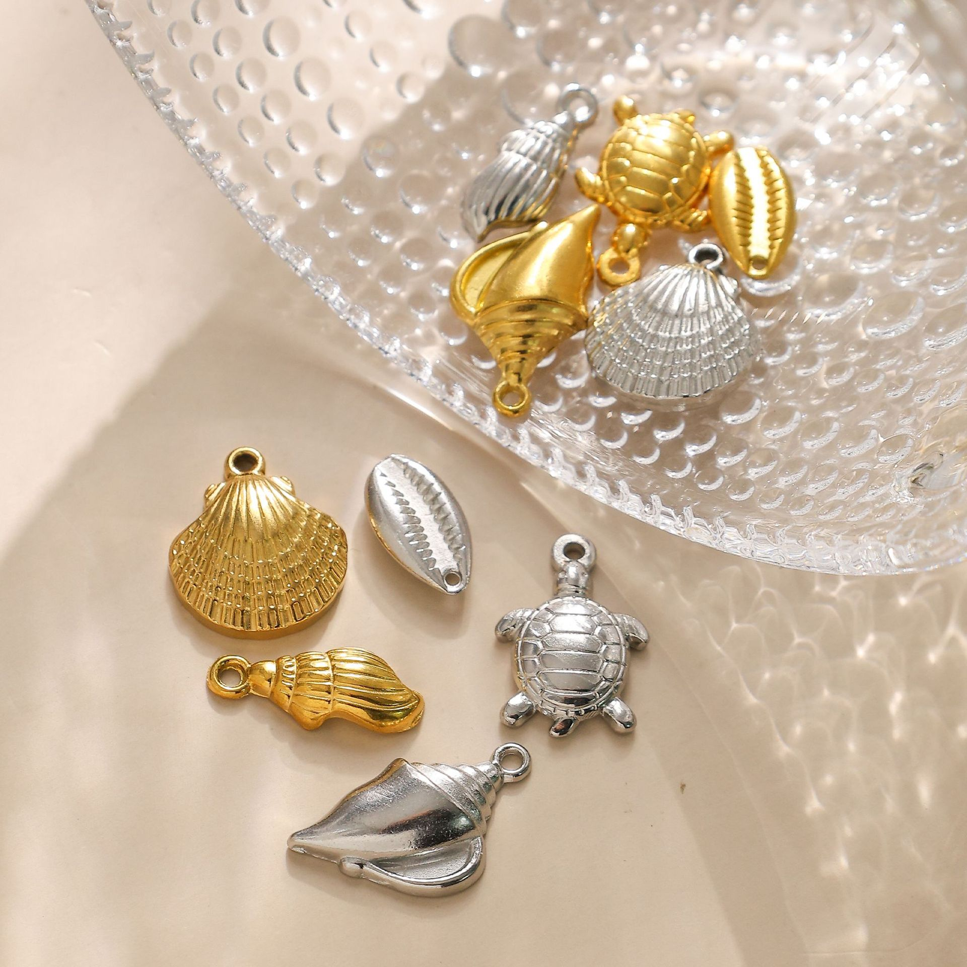 🐢 Pendentif Tortue en Acier Inoxydable 304 – Style Coquillage & Sealife