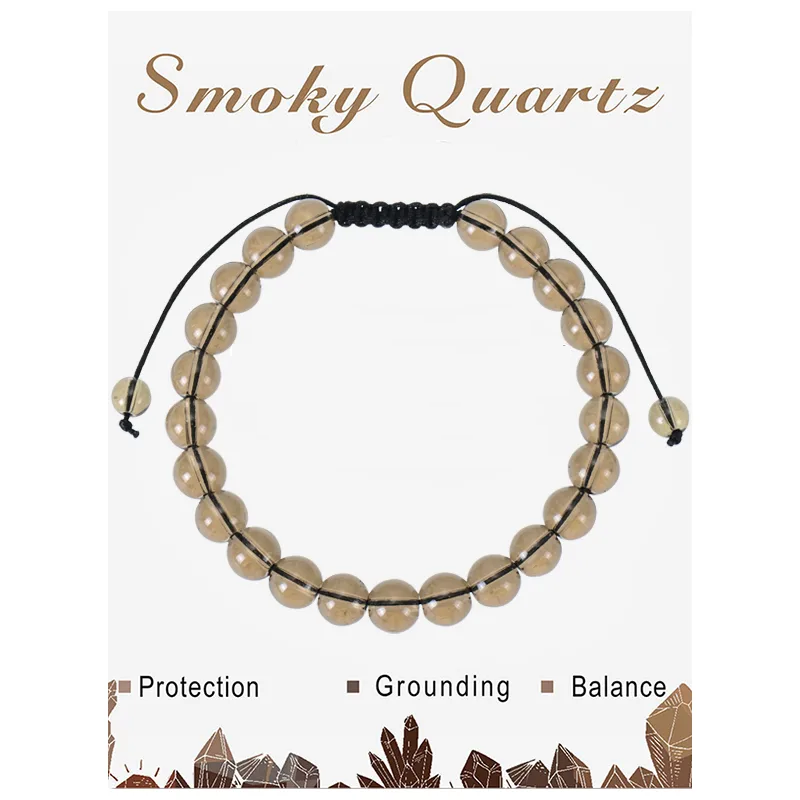 Bracelets D'aromathérapie Bracelet d’Aromathérapie | Quartz Fumé Naturel | Cordon Réglable 18cm cordon noir | pierre naturelle | vanbijoux