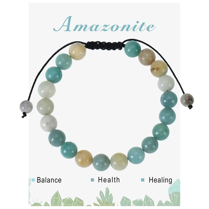 Bracelet d’Aromathérapie | Pierre Naturelle Amazonite | Cordon Réglable 18 cm  | vanbijoux