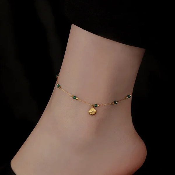 Bracelet de Cheville Élégant  perlé & coquillage | Acier Inoxydable 304 | vanbijoux