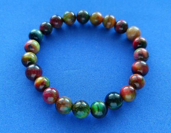 Eye-Catching Multi-Colour Tiger’s Eye Stretch Bracelet – 8mm Beads