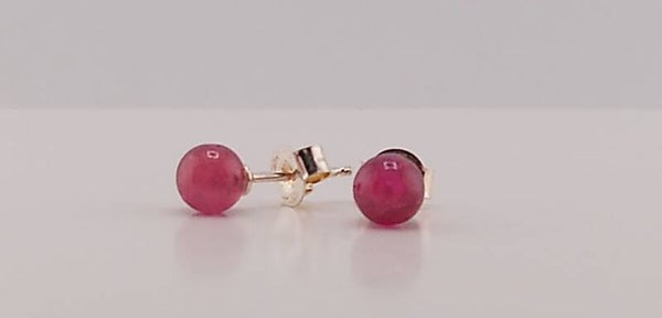 Elegant 6mm Natural Ruby Stud Earrings