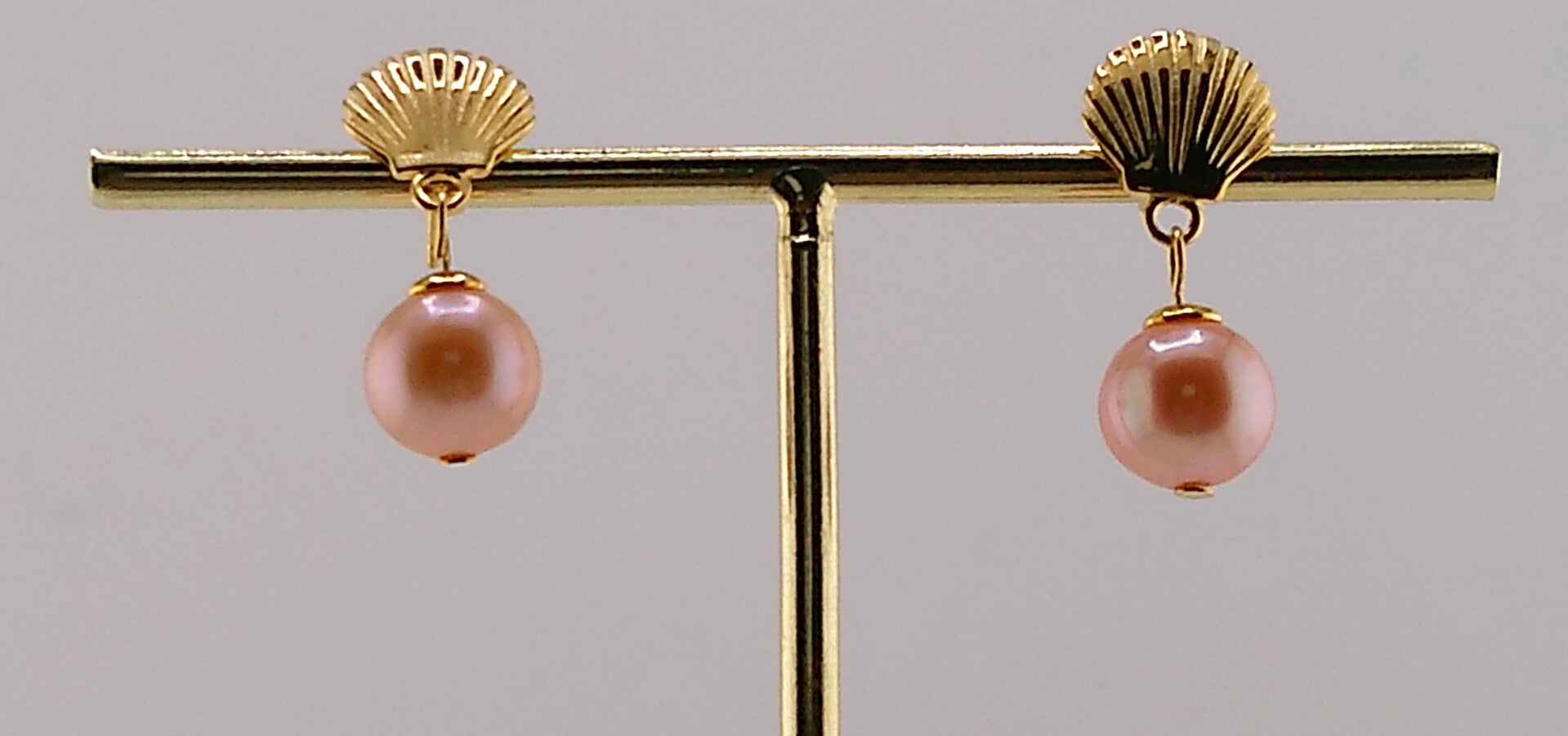 Peach Freshwater Pearl Earrings with Gold-Plated Shell Fittings