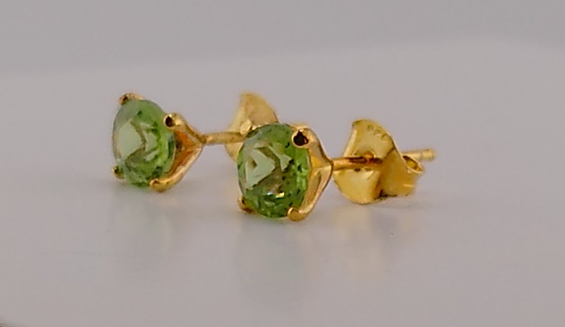 Vibrant 6mm Genuine Peridot Stud Earrings – Gold Plated Sterling Silver