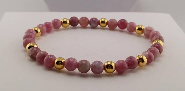 Natural Strawberry Quartz Elasticated Bracelet