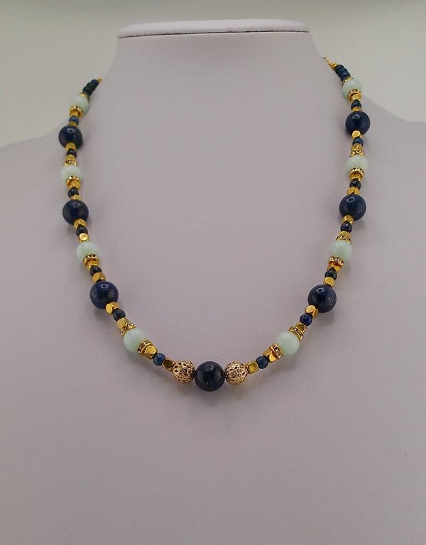 Lapis Lazuli and Natural Aquamarine Necklace