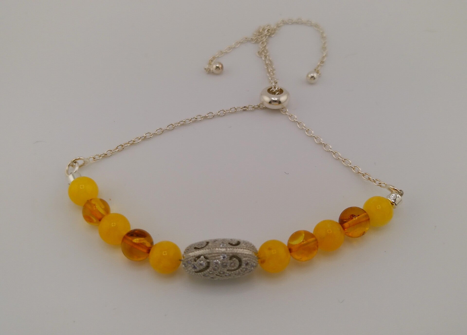 Natural Honey and Butterscotch Amber Adjustable Bolo Bracelet