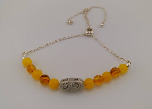 Natural Honey and Butterscotch Amber Adjustable Bolo Bracelet