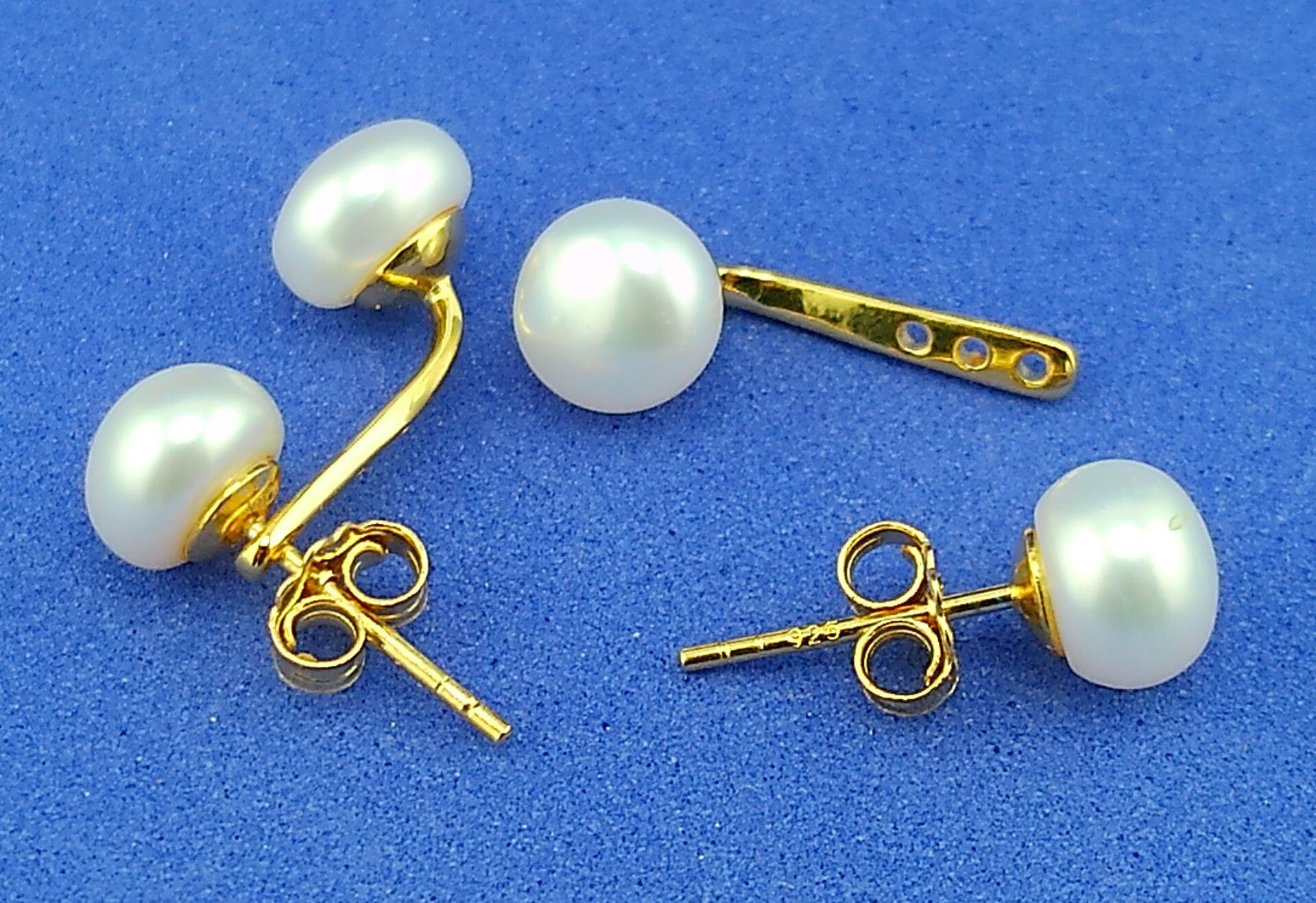 'Double Trouble' Dual Freshwater Pearl Earrings in Gold-Plated 925 Sterling Silver