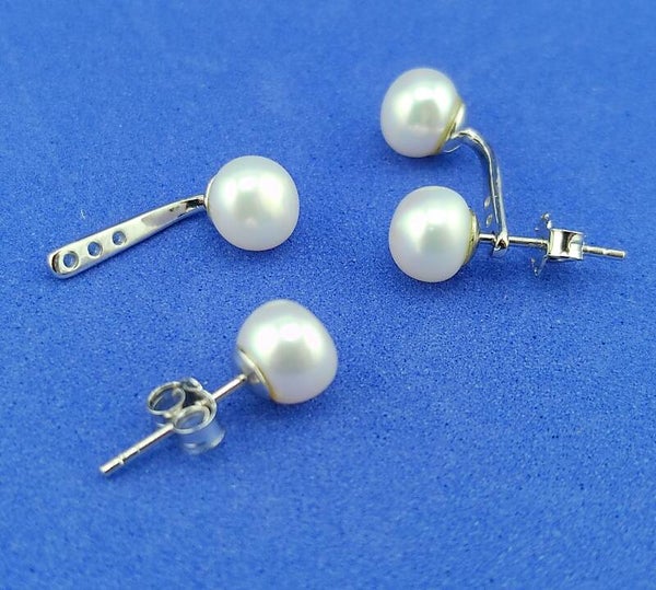 'Double Trouble' Versatile Dual Freshwater Pearl Earrings – Sterling Silver