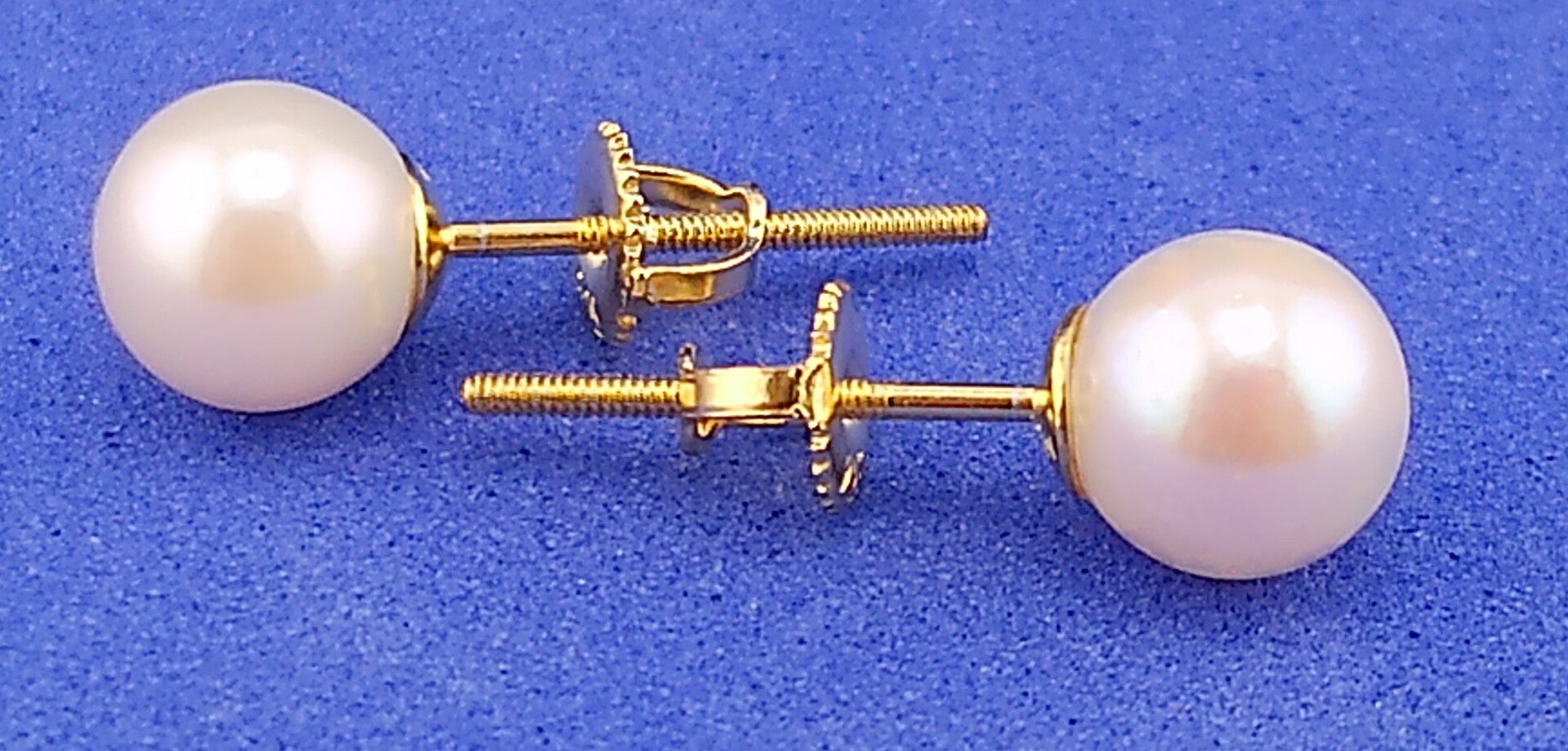 Luxury 6mm White Akoya Pearl Stud Earrings – 18K Gold Plated Sterling Silver
