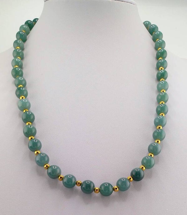 Blue Water Jadeite Necklace Handmade in the UK. Guatemalan Blue-Water Jade (Morales Mine) | 22” Statement Piece